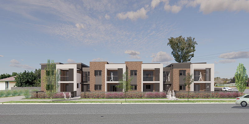 Artist impression of Alexandra and East Street, East-Albury social housing site redevelopment.