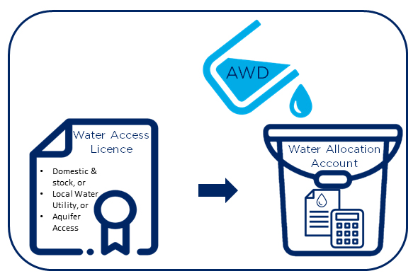 Available water determinations add water to water allocation accounts. Each category of access licence has a water allocation account