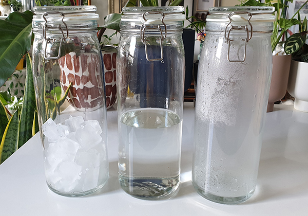 Jars of water.