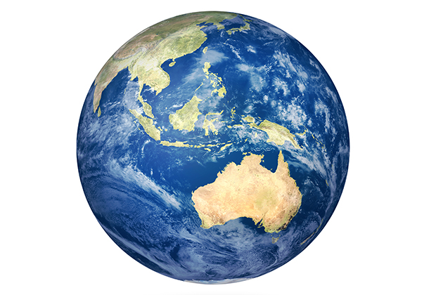 View of Earth with a focus on Australia and Asia.